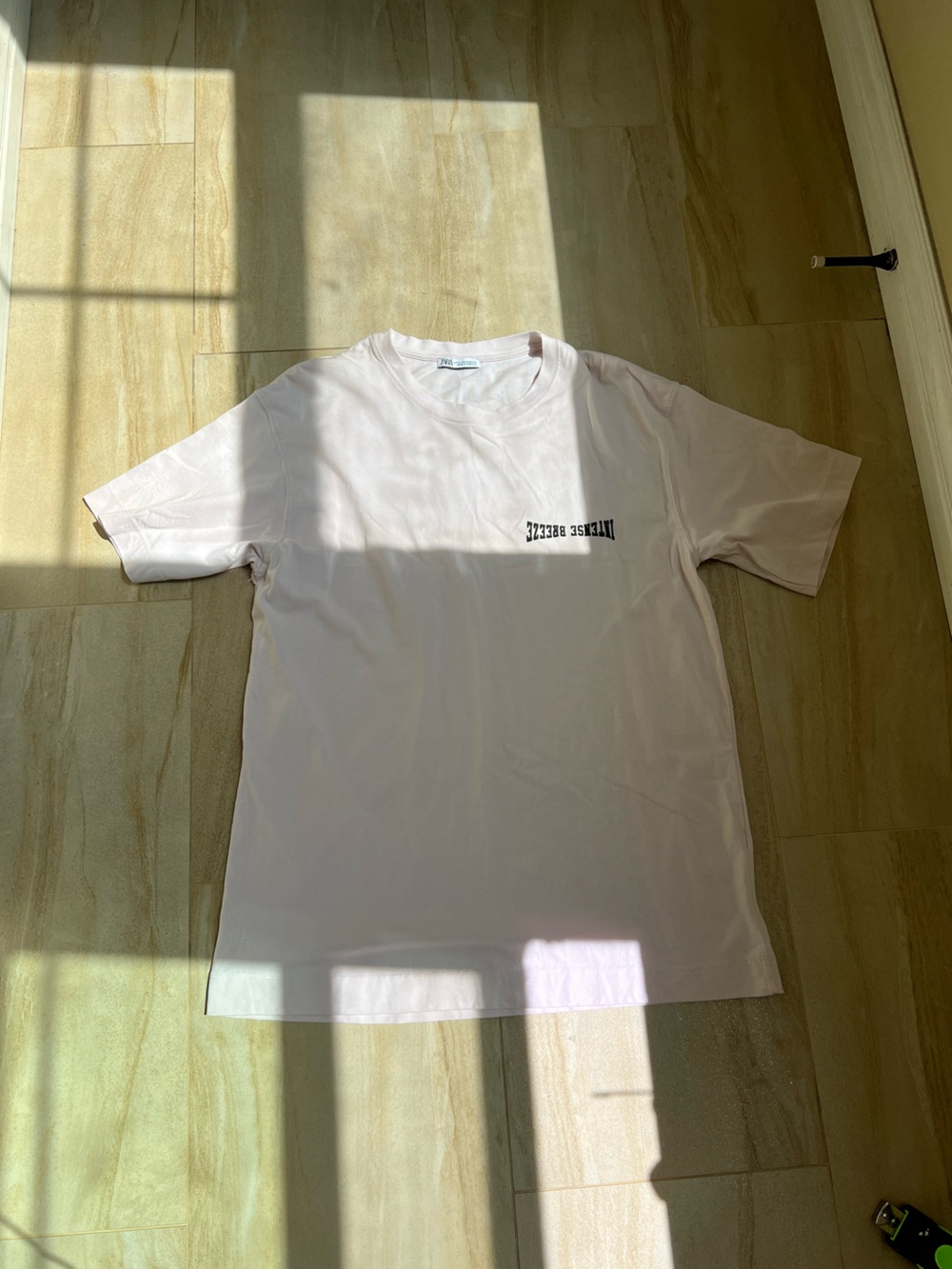 Zara Pale Lavender Short Sleeve Crewneck Tee with Chest Print